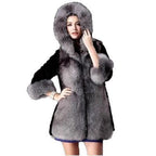 Ladies Hooded Short Coat with Full Fur Lining Fashion Glam
