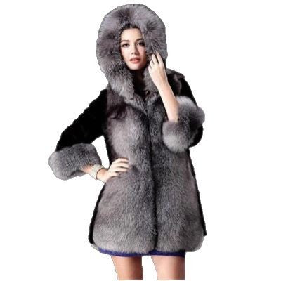 Ladies Hooded Short Coat with Full Fur Lining Fashion Glam