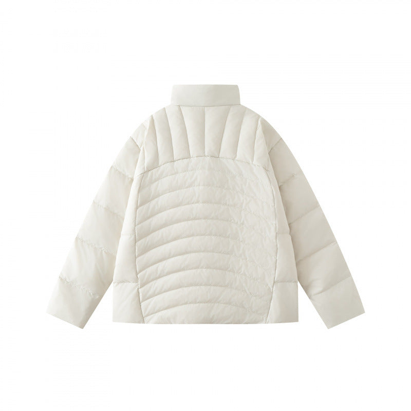 Unisex Boxy padded jacket with high stand-up collar and contrasting two-way zipper Fashion Glam