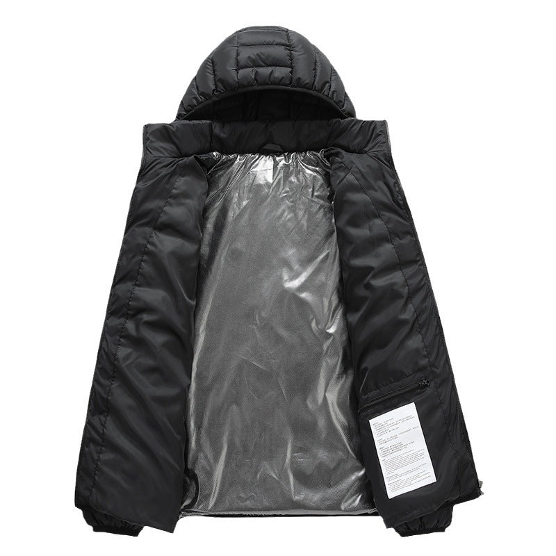 Men's Heated Puffer Jacket with Multi-Zone Heating System and Hood Fashion Glam