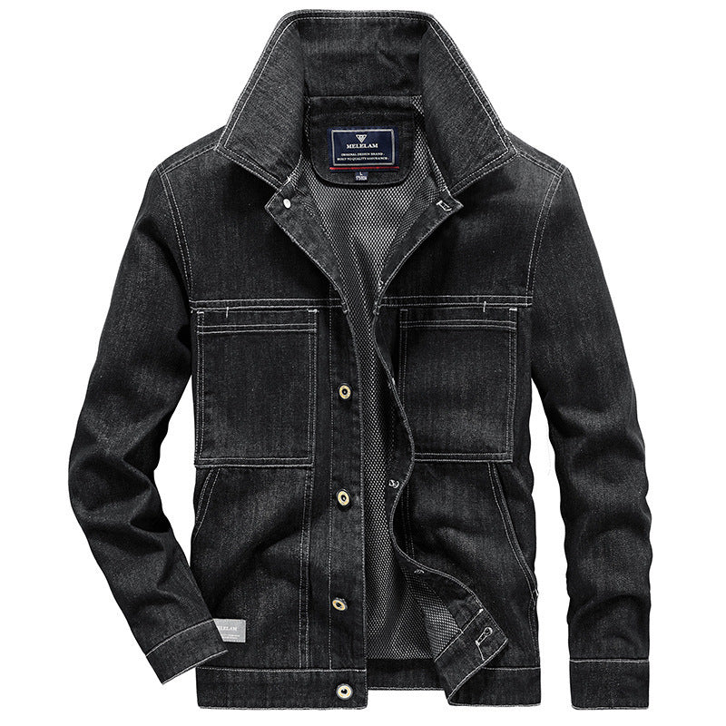 Men's Robust Denim Worker Jacket with Mesh Lining Fashion Glam