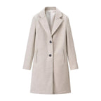 Women's Longline Single-Breasted Wool Blend Coat with Notched Collar and Welt Pockets Fashion Glam