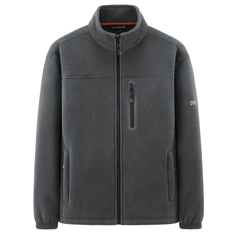 Men's Insulating Microfleece Functional Jacket with Waterproof Chest Pocket and Stand Collar Fashion Glam