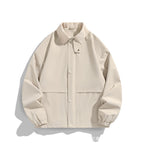 Men's Oversized Utility Jacket with Cord Collar and Snap Front Fashion Glam