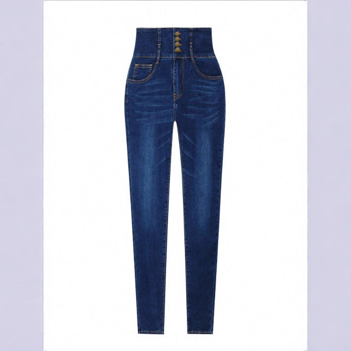 Women High-waisted Slim-Fit Sculpting Skinny Jeans with V-shape waistband and Push-up effect Fashion Glam
