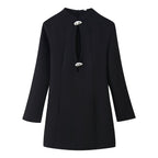 Women’s Longline Tunic with Central Keyhole and Decorative Buttons Fashion Glam