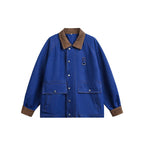 Unisex Kastige Denim-Worker Jacket with Cord Collar, Flap Pockets and D-Ring Fashion Glam