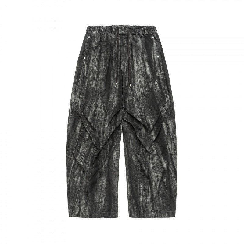 Unisex Wide Cropped Pants with Asymmetrical Layer Inserts, Elastic Waistband, and Coated Structure Fashion Glam