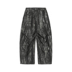 Unisex Wide Cropped Pants with Asymmetrical Layer Inserts, Elastic Waistband, and Coated Structure Fashion Glam