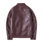 Men's Elegant Faux Leather Blouson Jacket with Stand-Up Collar, Zipper Pockets and Thermal Lining Fashion Glam