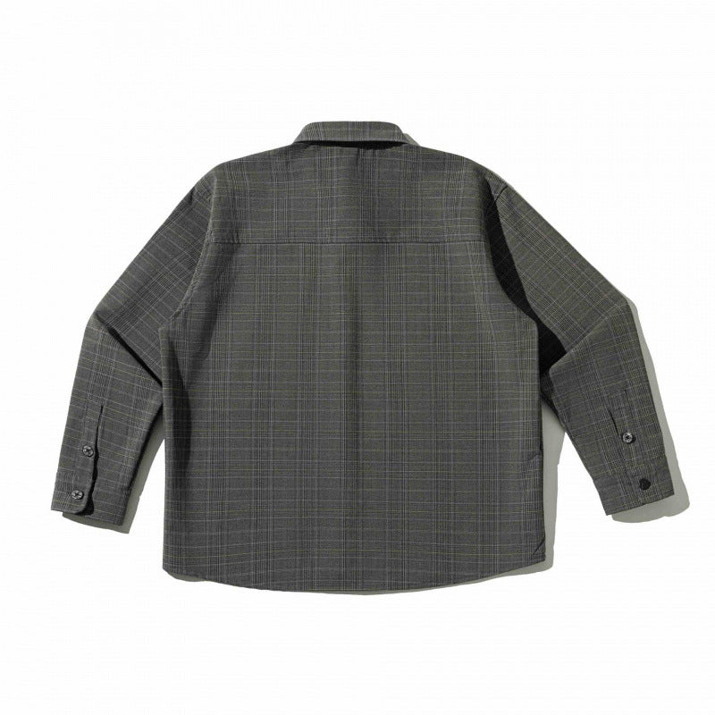 Unisex Checked Overshirt in Boxy Cut with Chest Flap Pocket and Shirt Collar Fashion Glam