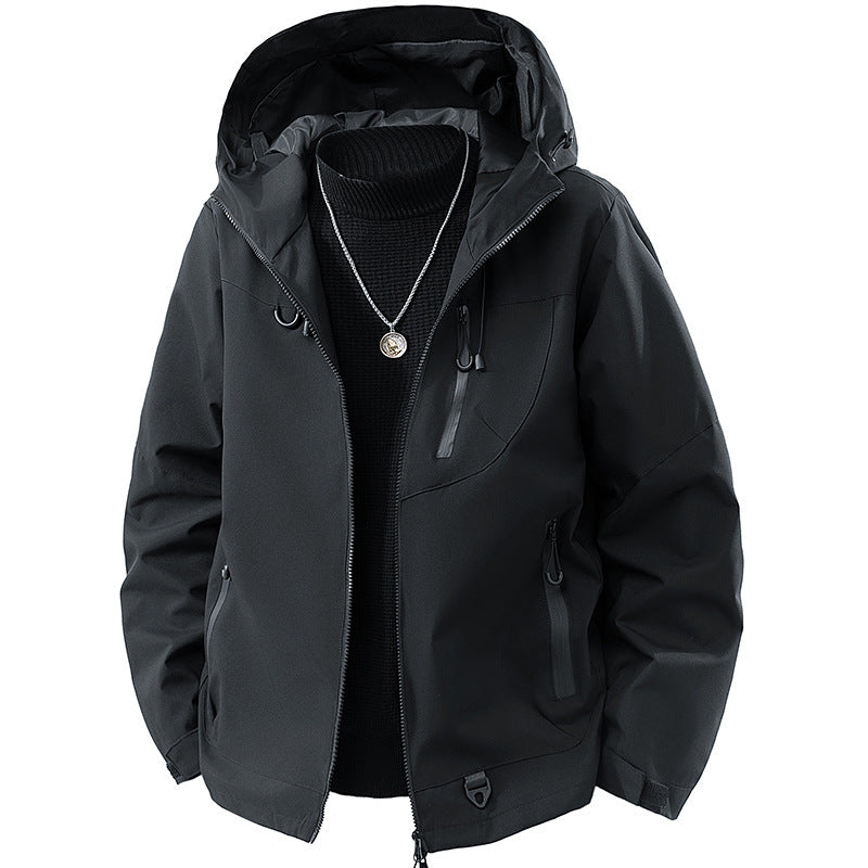 Men's Technical Softshell Outdoor Jacket with Hood water- and windproof membrane sealed zippers Fashion Glam