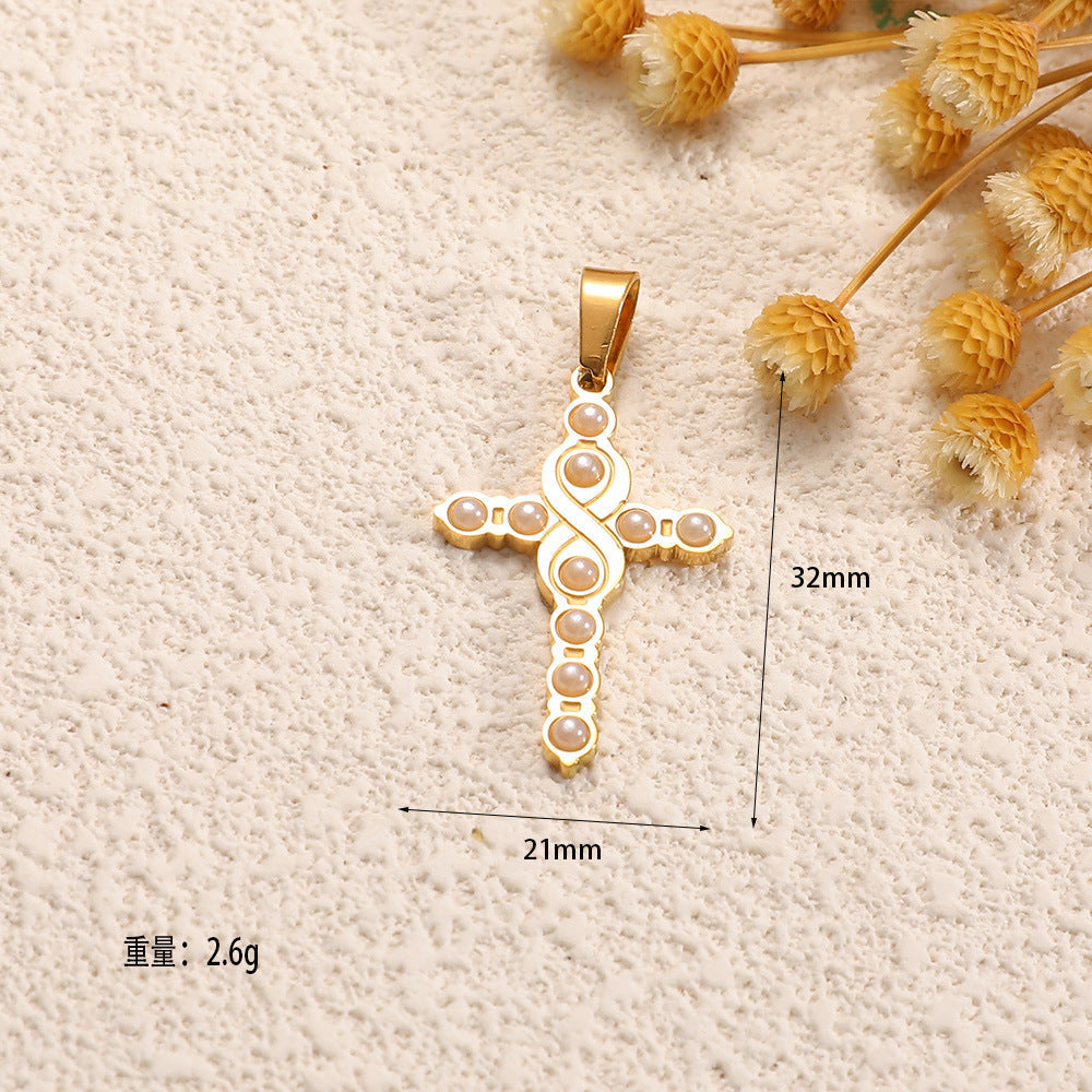 Ladies cross pendant with heart-shaped design and sparkling accents Fashion Glam