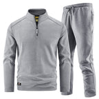 Men's Fleece Training Set with Stand-up Collar and Elastic Waistband Fashion Glam