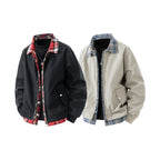 Men's casual two-layer short jacket in a layered look with plaid lining Fashion Glam