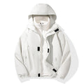 Men's Two-Piece Hybrid Hooded Jacket with Integrated Fleece Lining and Concealed Zippers Fashion Glam