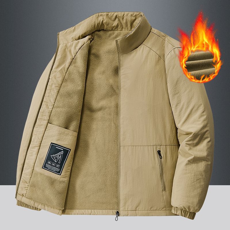 Men's lightweight transitional jacket with fleece lining and stand-up collar Fashion Glam
