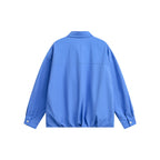Unisex Boxy Shirt Jacket with Snap Button Placket, Shirt Collar and Elastic Hem Fashion Glam