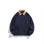 Men's Oversized Blouson with Cord Collar, Snap Button Closure, and Flap Pockets Fashion Glam