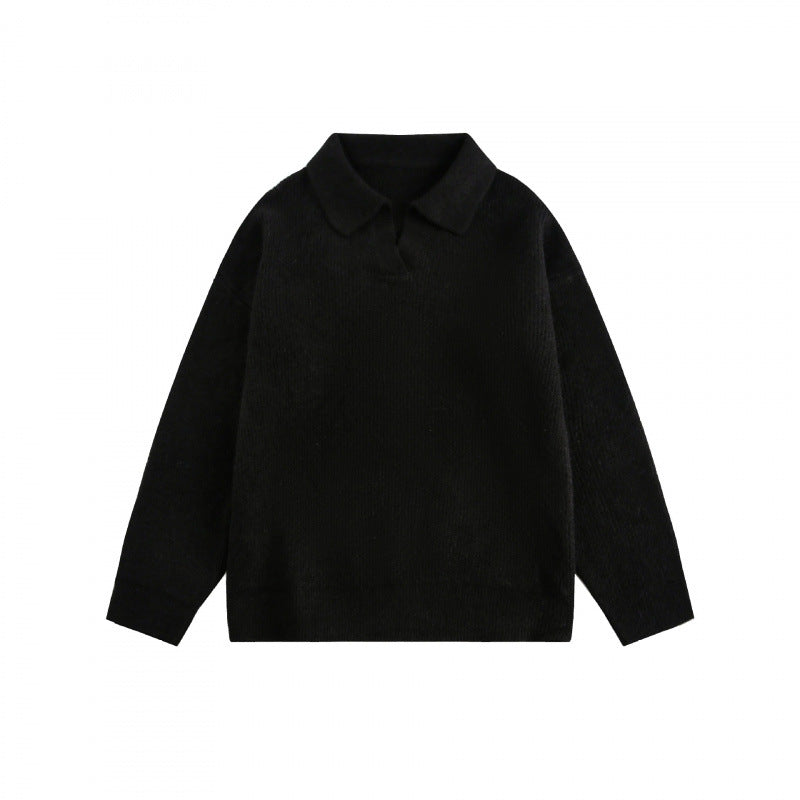 Unisex Wide-Cut Fine Knit Polo with Short Henley Closure and Kent Collar Fashion Glam
