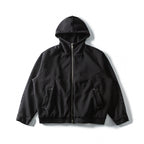 Unisex Boxy Hooded Jacket made of textured cotton blend with full zip and flap pockets Fashion Glam