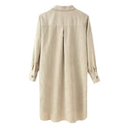 Women's long shirt tunic made of fine ribbed jersey with shirt collar and continuous button placket Fashion Glam