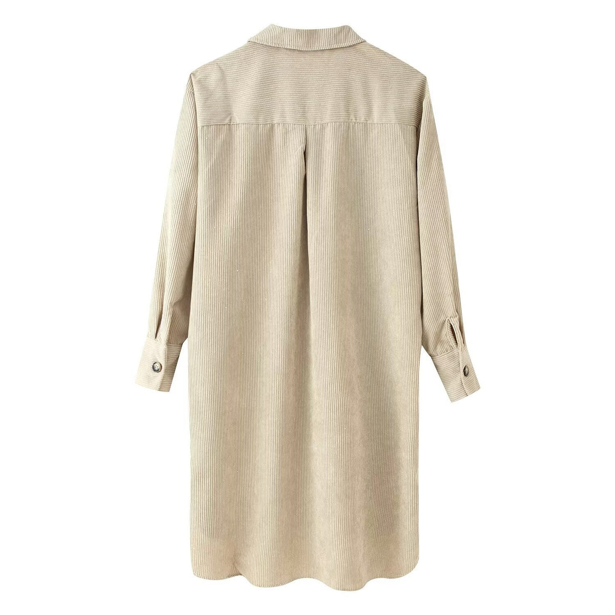 Women's long shirt tunic made of fine ribbed jersey with shirt collar and continuous button placket Fashion Glam