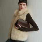 Ladies Sleeveless Teddy Faux Fur Vest with Dense High Pile and Stand-up Collar Fashion Glam