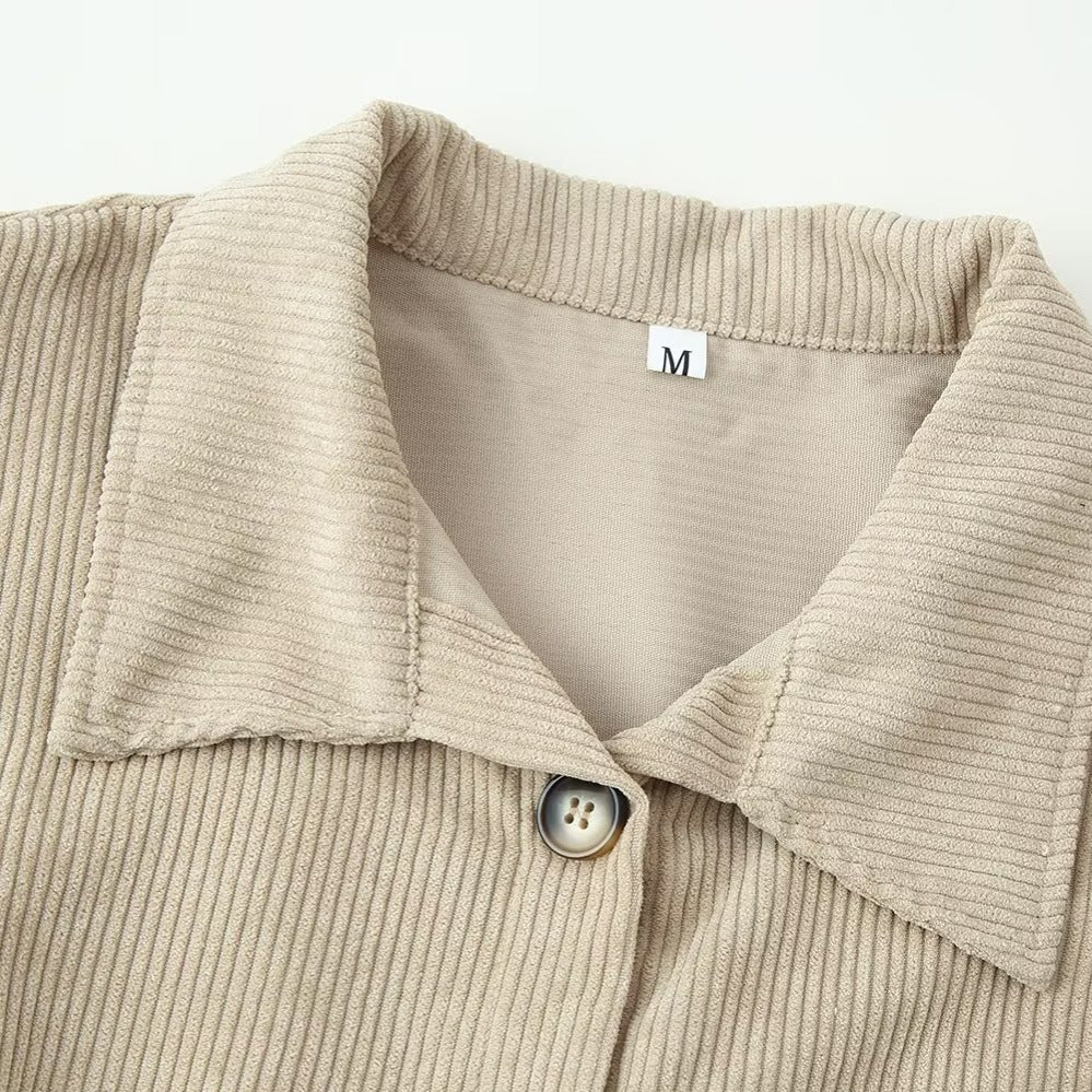 Women's long shirt tunic made of fine ribbed jersey with shirt collar and continuous button placket Fashion Glam