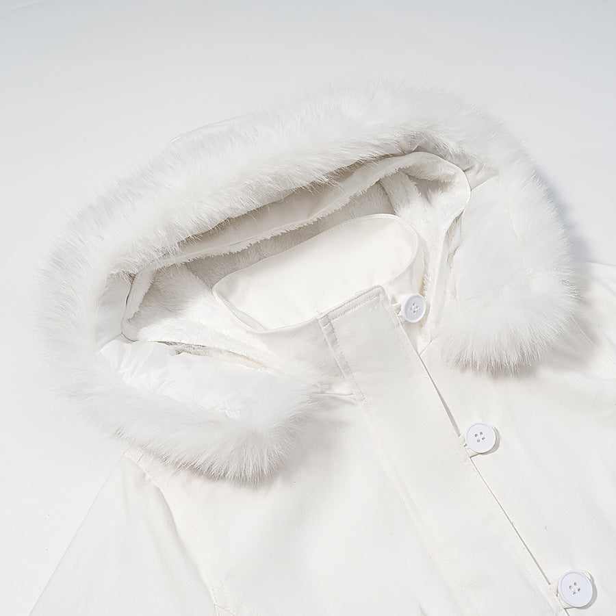Women's short cut winter bomber jacket with hood and faux fur trim Fashion Glam