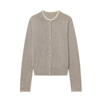 Women Fine Knit Cardigan with Round Neckline, Button Placket and Lace Trim Fashion Glam