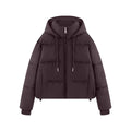 Women's Cropped Padded Jacket with High Hood, Drawstring and Ribbed Cuffs Fashion Glam