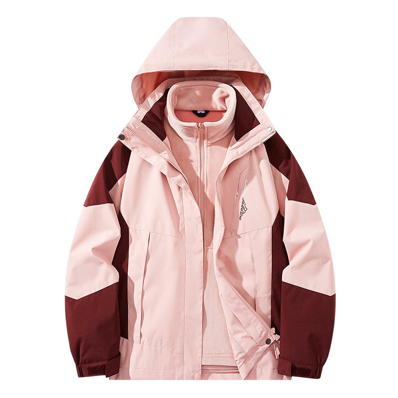 Men's water-repellent two-layer trekking jacket with removable fleece inner jacket and hood Fashion Glam