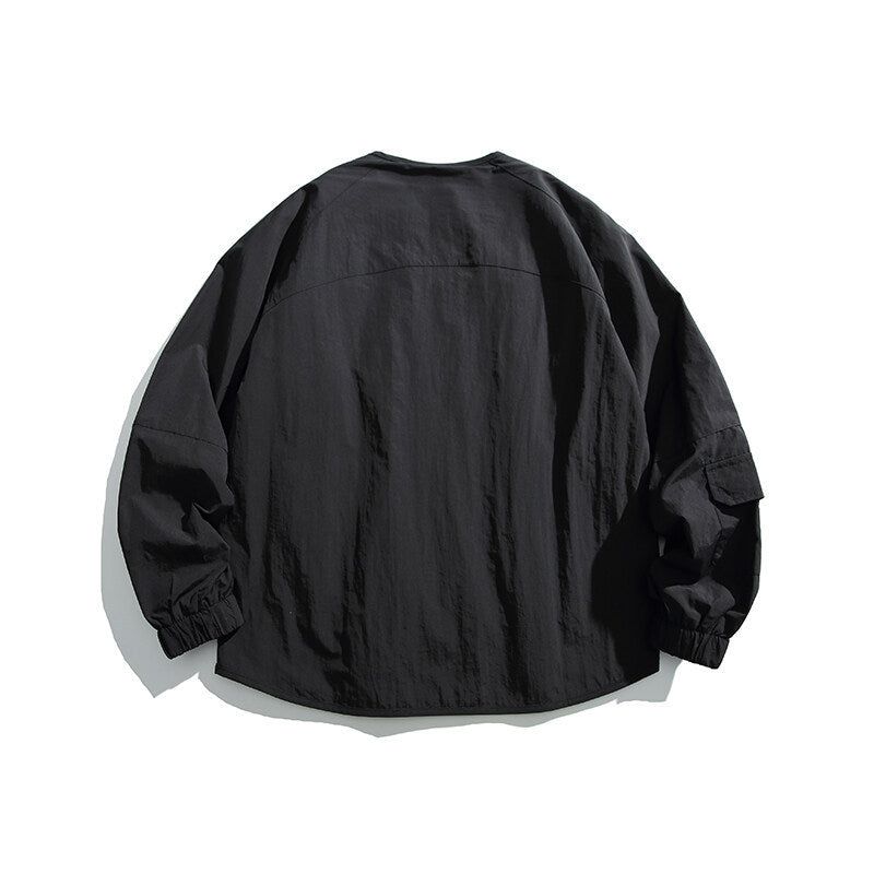 Unisex Light Oversize Over-shirt Jacket made of technical Nylon mix with V-neck and zippered pockets Fashion Glam