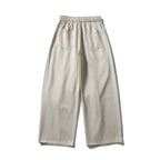 [Unisex] Wide linen blend pants with elastic waistband and drawstring Fashion Glam