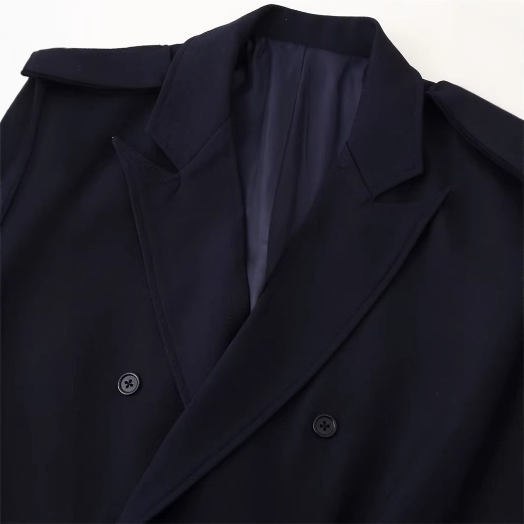 Women Double-breasted Field Blazer with large flap pockets and shoulder epaulets Fashion Glam