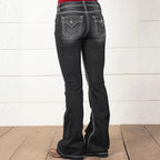 Women's high-waisted sculpting bootcut jeans with side decorative buttons Fashion Glam