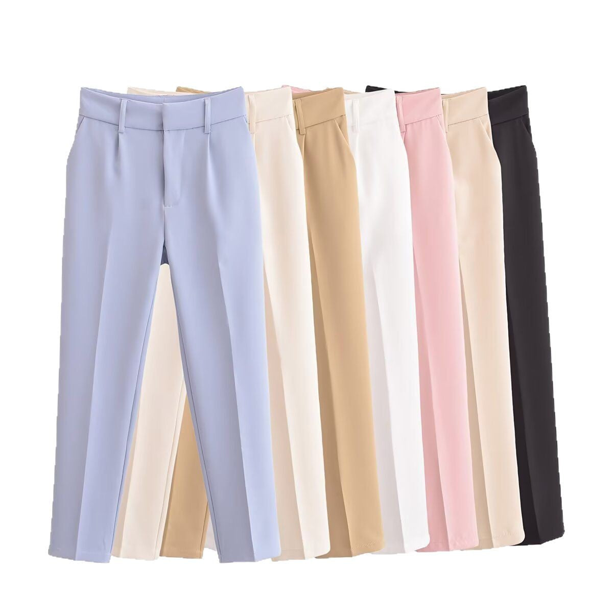 Women slim fit suit trousers with crease and elastic waistband Fashion Glam