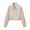 Women short zip jacket with elastic hem Fashion Glam