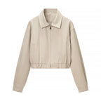 Women short zip jacket with elastic hem Fashion Glam