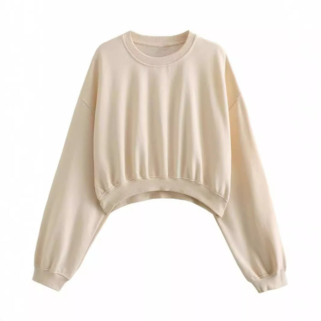 Women's short-cut oversized sweatshirt with dropt shoulders and elastic hem Fashion Glam