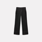 Women's high-waisted wide flare trousers in corduroy look with visible center seam and wide cuff Fashion Glam