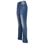 Women High-Waist Bootcut Jeans with sculpting seam design and light vintage finish Fashion Glam