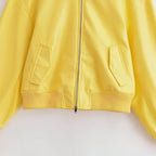 Women's Oversized Bomber Jacket with Shirt Collar, Concealed Zip Fastening and Wide Ribbed Cuffs Fashion Glam