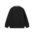 Unisex Oversize-Halfzip-Sweatshirt with contrasting denim collar Fashion Glam