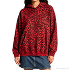 Women's Oversized Hoodie with Leopard Pattern, Kangaroo Pocket and Dropped Shoulder Fashion Glam