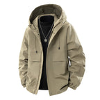 Men's Minimalist Tech Softshell Parka with Hood, Concealed Zipper and Cargo Chest Pockets Fashion Glam