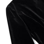 Women’s velvet blouse with lace trim and curved slit neckline Fashion Glam