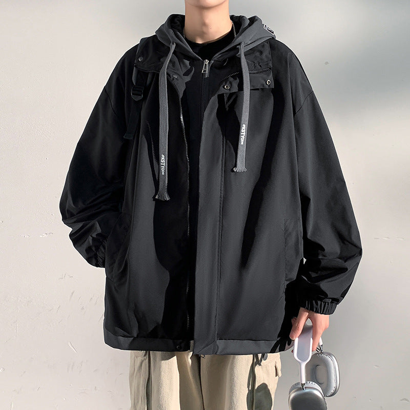 Men's two-layer softshell overlay jacket with hood, wind and water repellent membrane and adjustable hem Fashion Glam