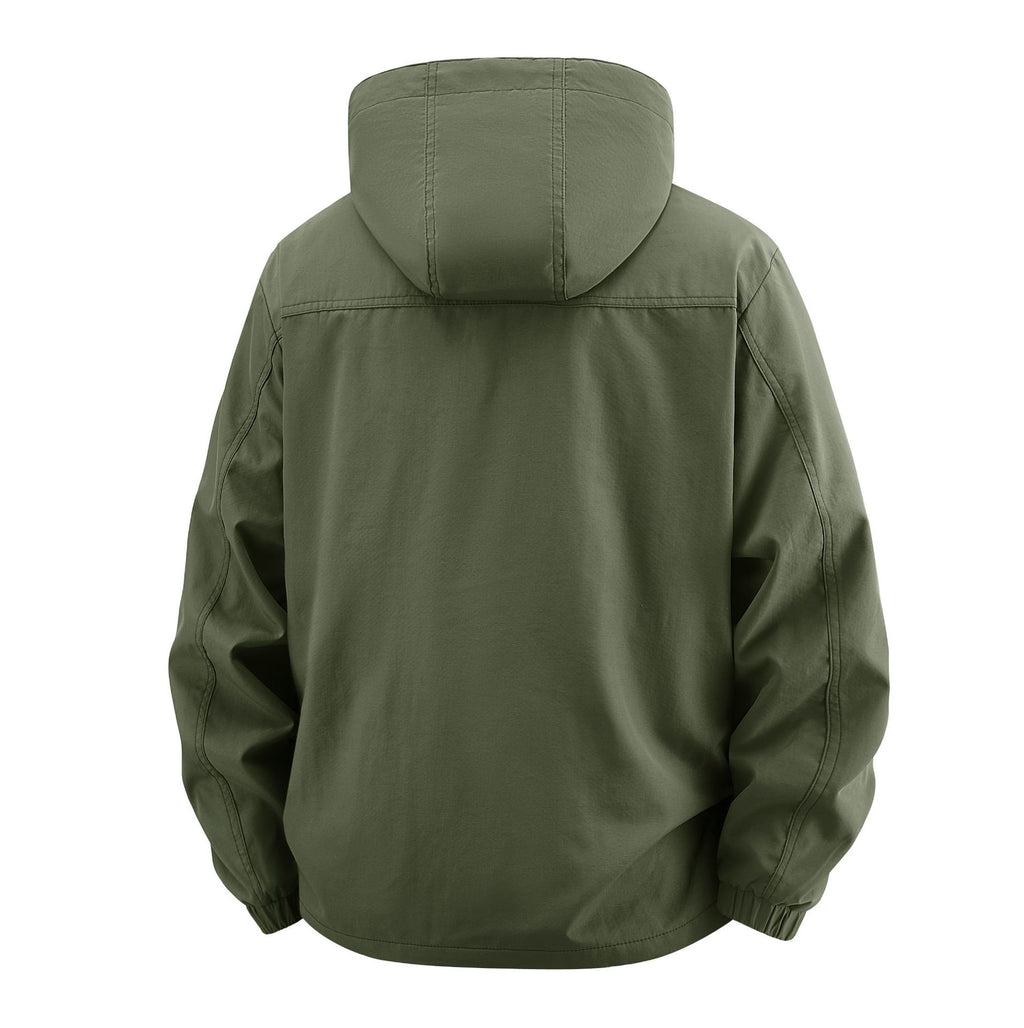 Men's Field Utility Outdoor Jacket with Hood, Multi-Pockets and Mesh Lining Fashion Glam